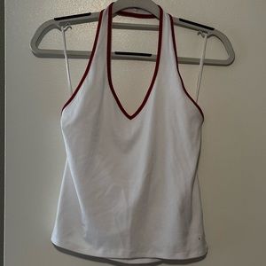American Eagle White Ribbed Halter Top